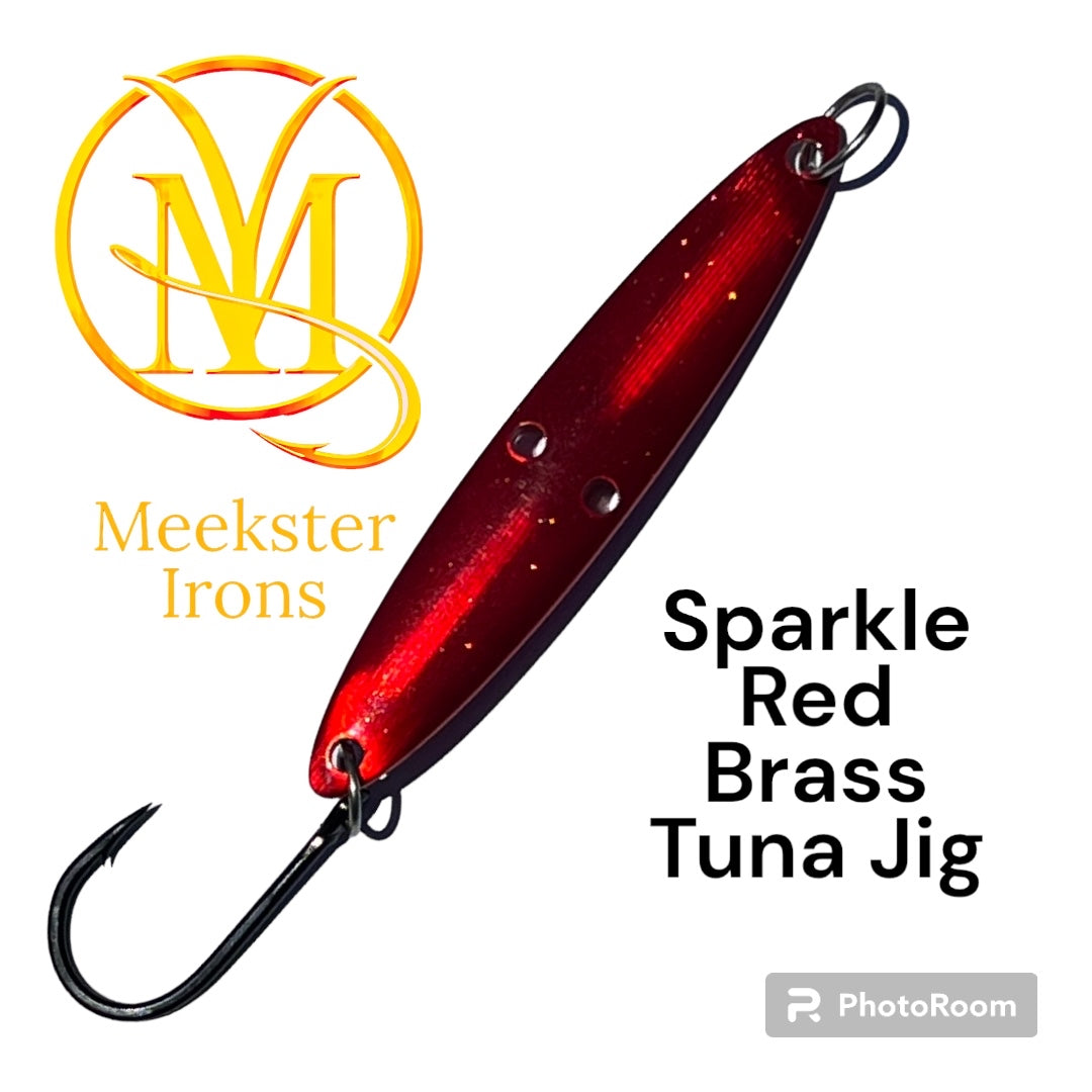 Sparkle Red Brass CNC Tuna Jig by Meekster Irons