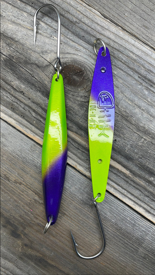 K-147 Brass Heavy "Yoyo" Iron  Purple/Green W/Siwash Hook