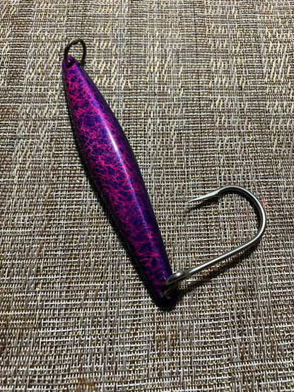 K-147 Brass Tuna Jig W/Siwash Hook- Purple/Pink/Blue Diablo