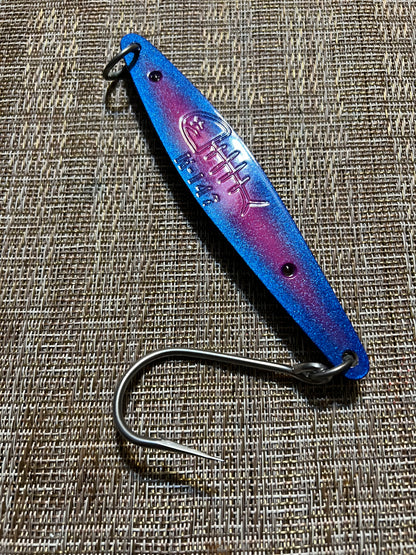 K-147 Brass Tuna Jig W/Siwash Hook- Purple/Pink/Blue Diablo
