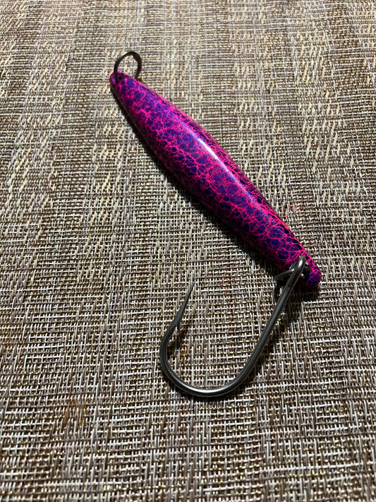 K-147 Brass Tuna Jig W/Siwash Hook- Purple/Pink Diablo