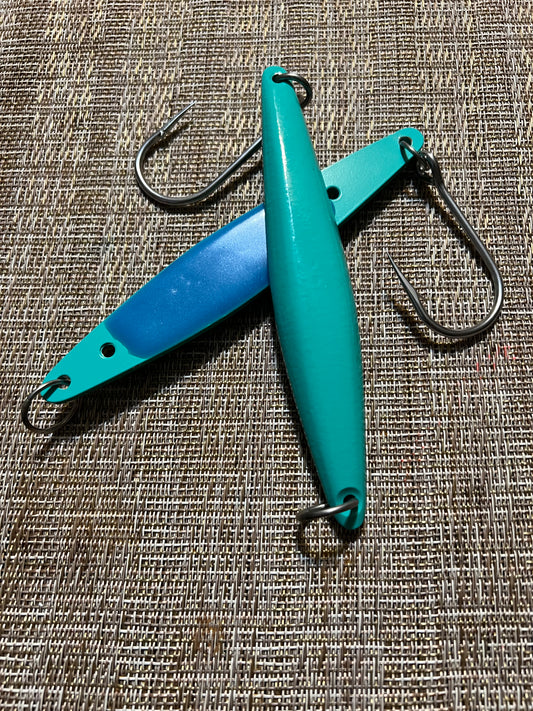 K-147 Brass Tuna Jig - Mint/Super Glow W/Siwash hook