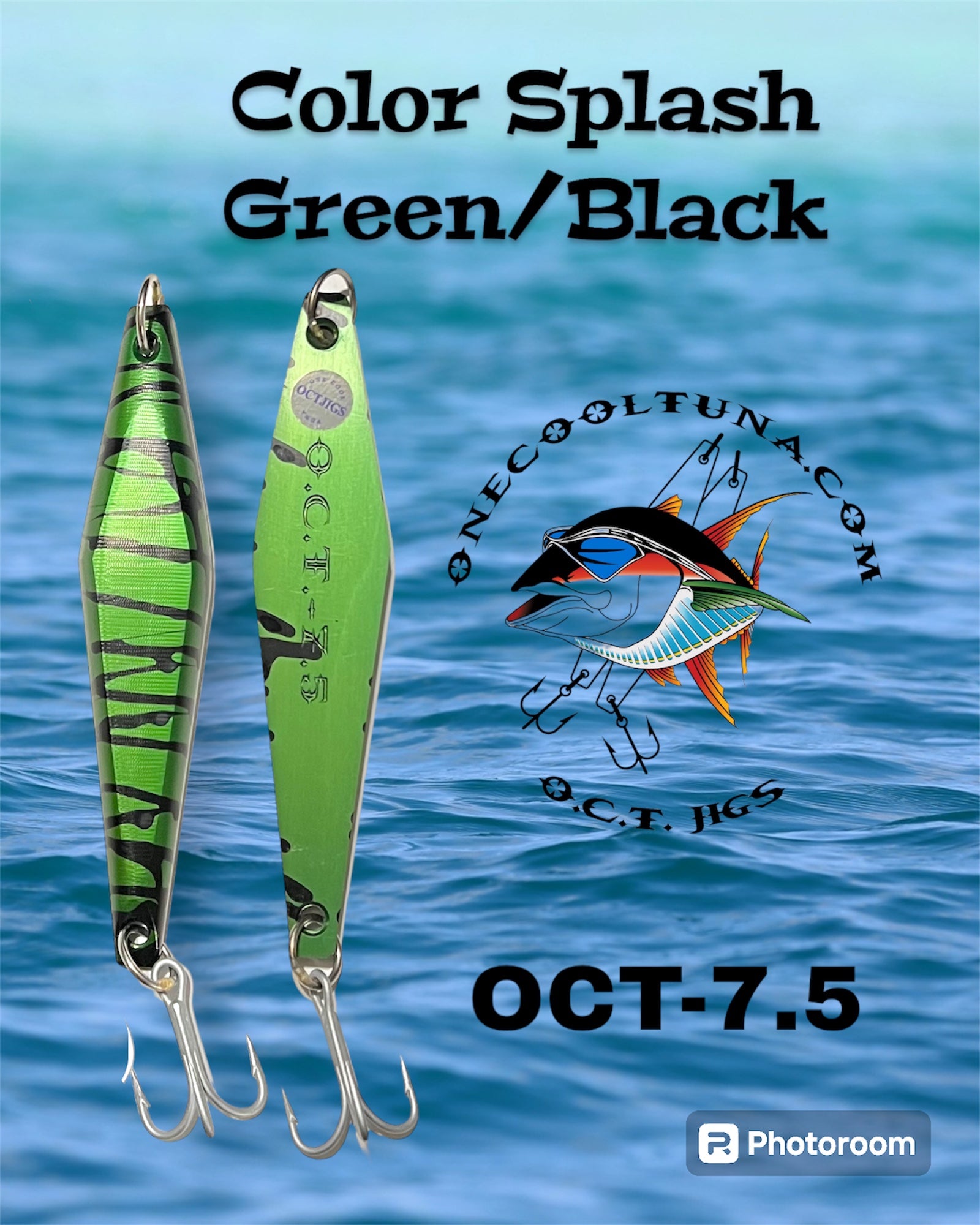 color splash fishing pole OCT-7.5 Fishing Jig - Green/Black